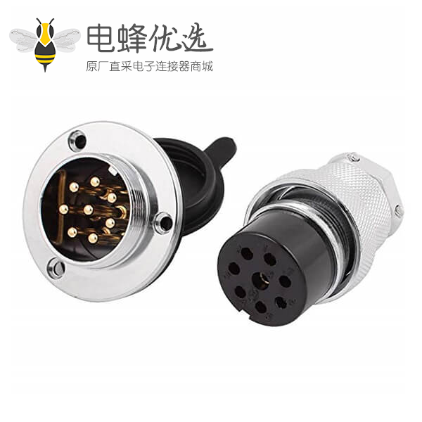 GX30 8芯圆形法兰连接器母头公座航空连接器