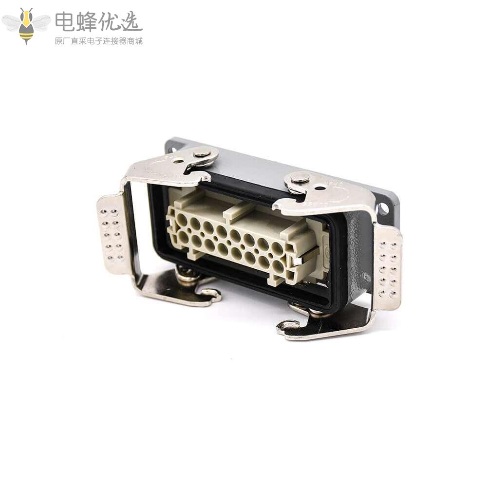 16针重载连接器开孔安装顶出口进线公母对接PG21螺钉H16B