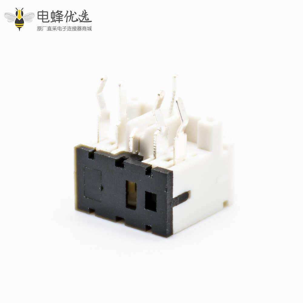 电源连接器塑料白色贴片焊接插孔不带屏蔽弯式DC母插座