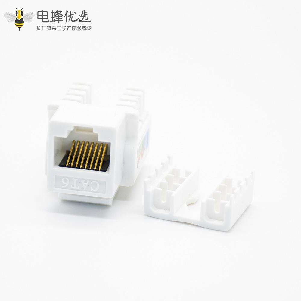 网线接口RJ45单端口8P8C六类网络模块非屏蔽PCB板安装带防尘盖