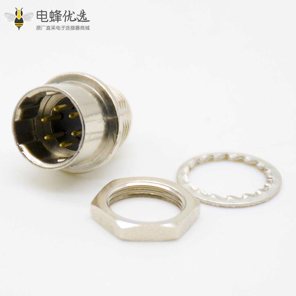6芯公插座焊线直式后锁板HR10系列微型推拉自锁连接器