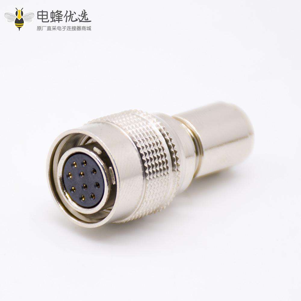 金属推拉式连接器10芯公母插头一对HR10系列微型推拉自锁连接器