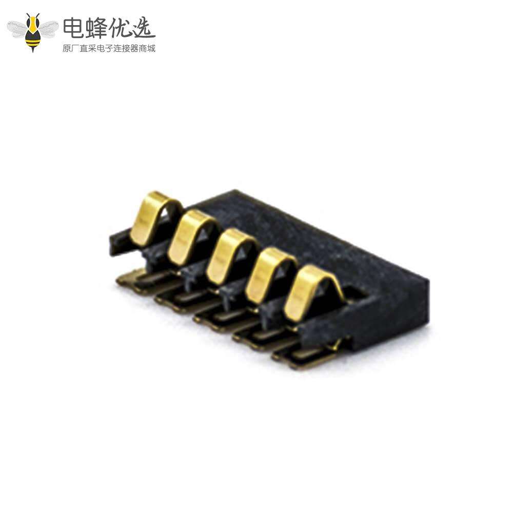卧式电池座接PCB板接触弹片镀金5芯间距2.0