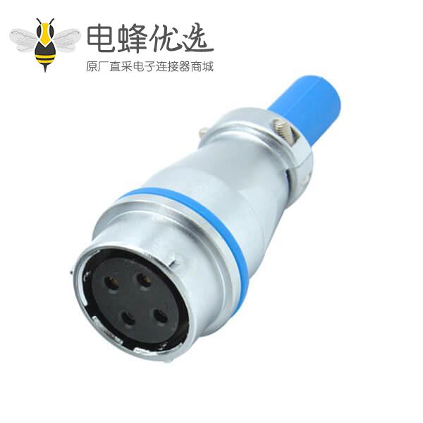 四芯航空插座母座電纜護套對接防水RA24圓形工業連接器
