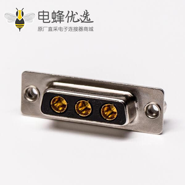 大电流db3w3母座180&deg;焊板铆锁接PCB板混合型连接器