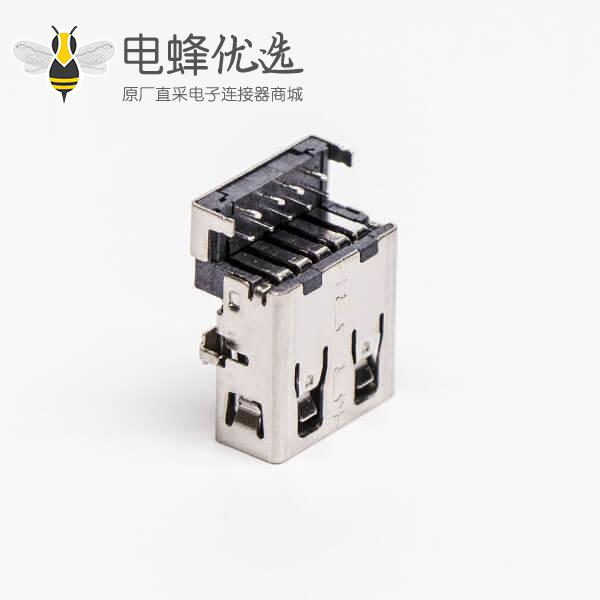 usb3.0接口黑色胶芯弯式母座沉板贴板加高接板