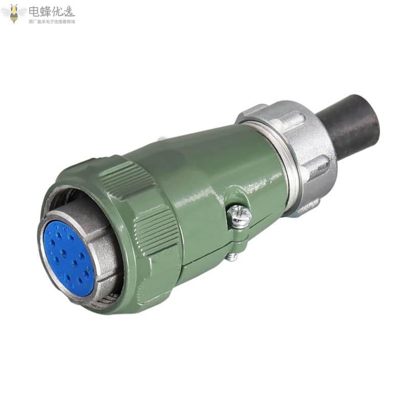 圆形10A500V航空连接器10芯2P+PE直式正装YD28系列TQ母头带胶套