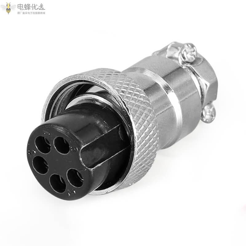 方形四孔法兰GX16-5芯航空连接器10A125V铜芯镀银