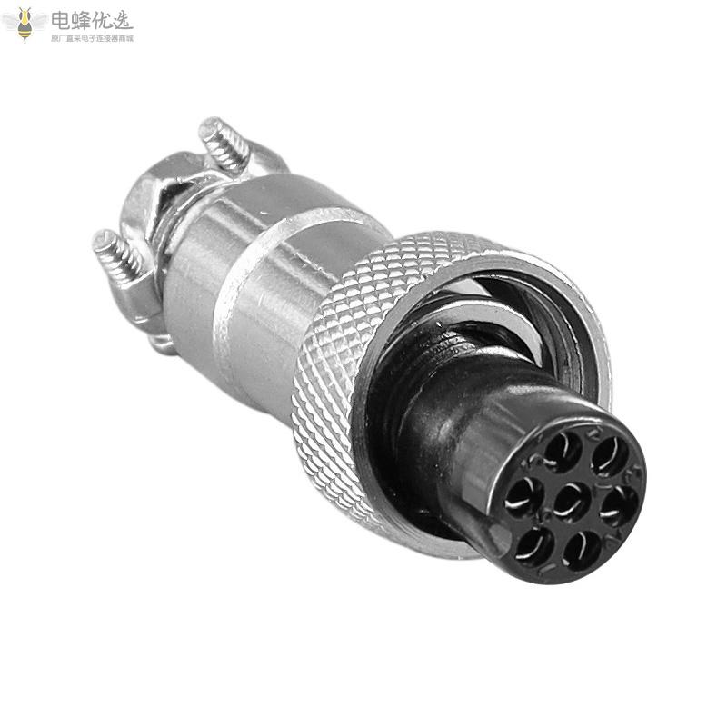 公母对接式GX12直式圆形7芯航空连接器5A125V焊线式插头