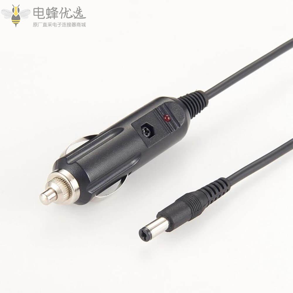 通用12V车载点烟器电源适配器转直流公接头5.5*2.5
