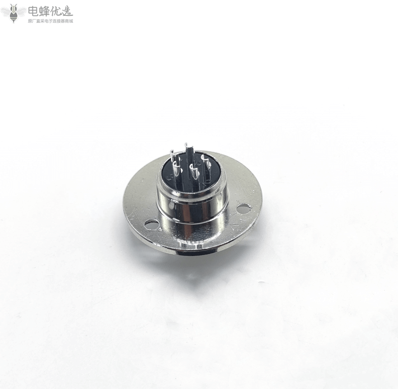 GX16_5芯公头航空连接器16mm螺纹3孔法兰插座带橡胶灰尘盖