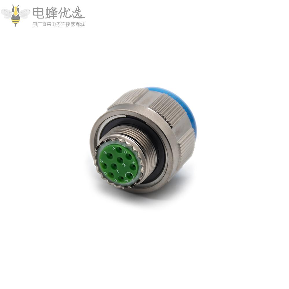 D38999连接器10芯13号壳体镀镍外壳银色带孔母插头