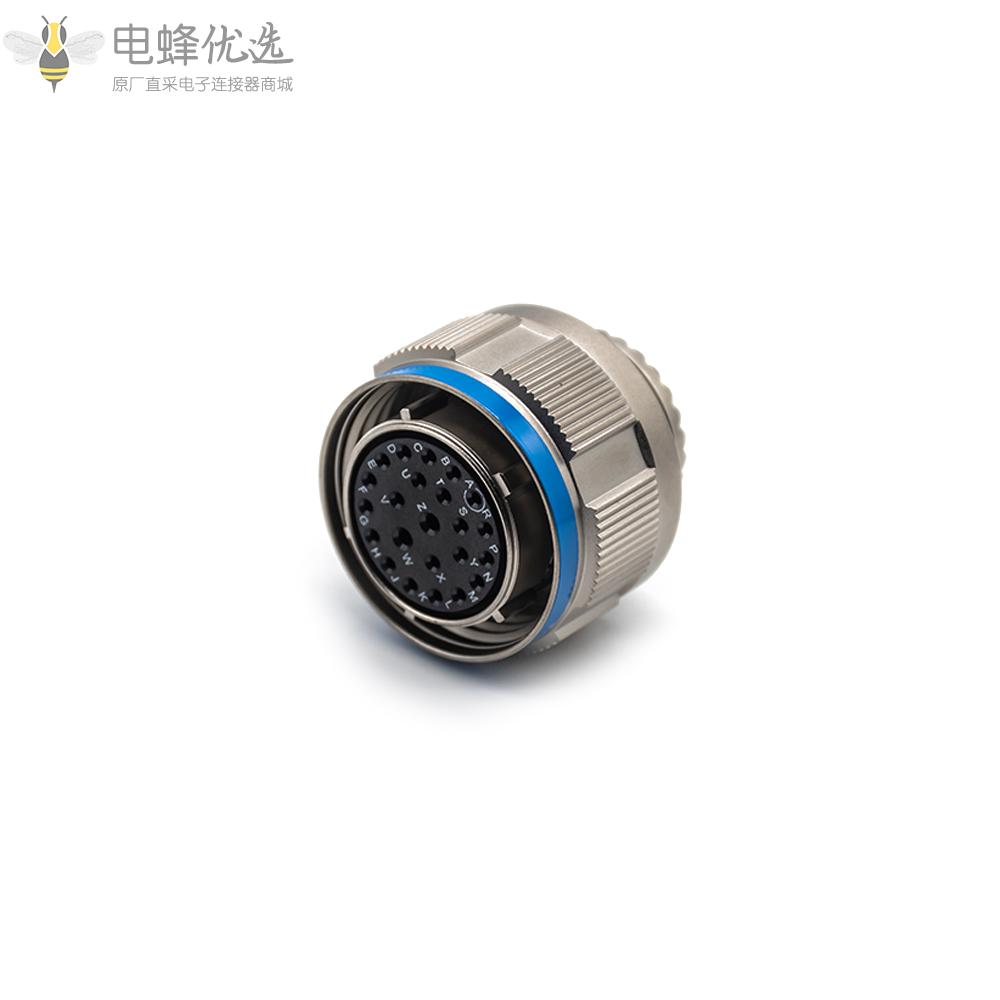 D38999连接器23芯带孔母插头(银色)镀镍外壳17号壳体