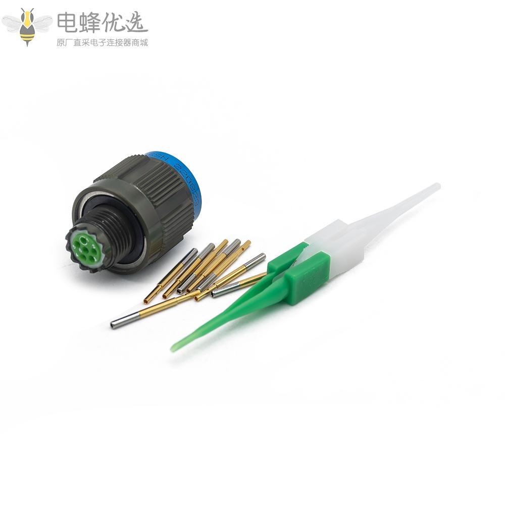D38999连接器6芯9号壳体屏蔽带孔插头N键位