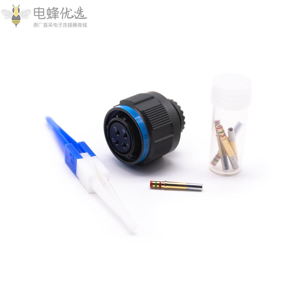 D38999连接器N键位13号壳体4芯带孔母插头
