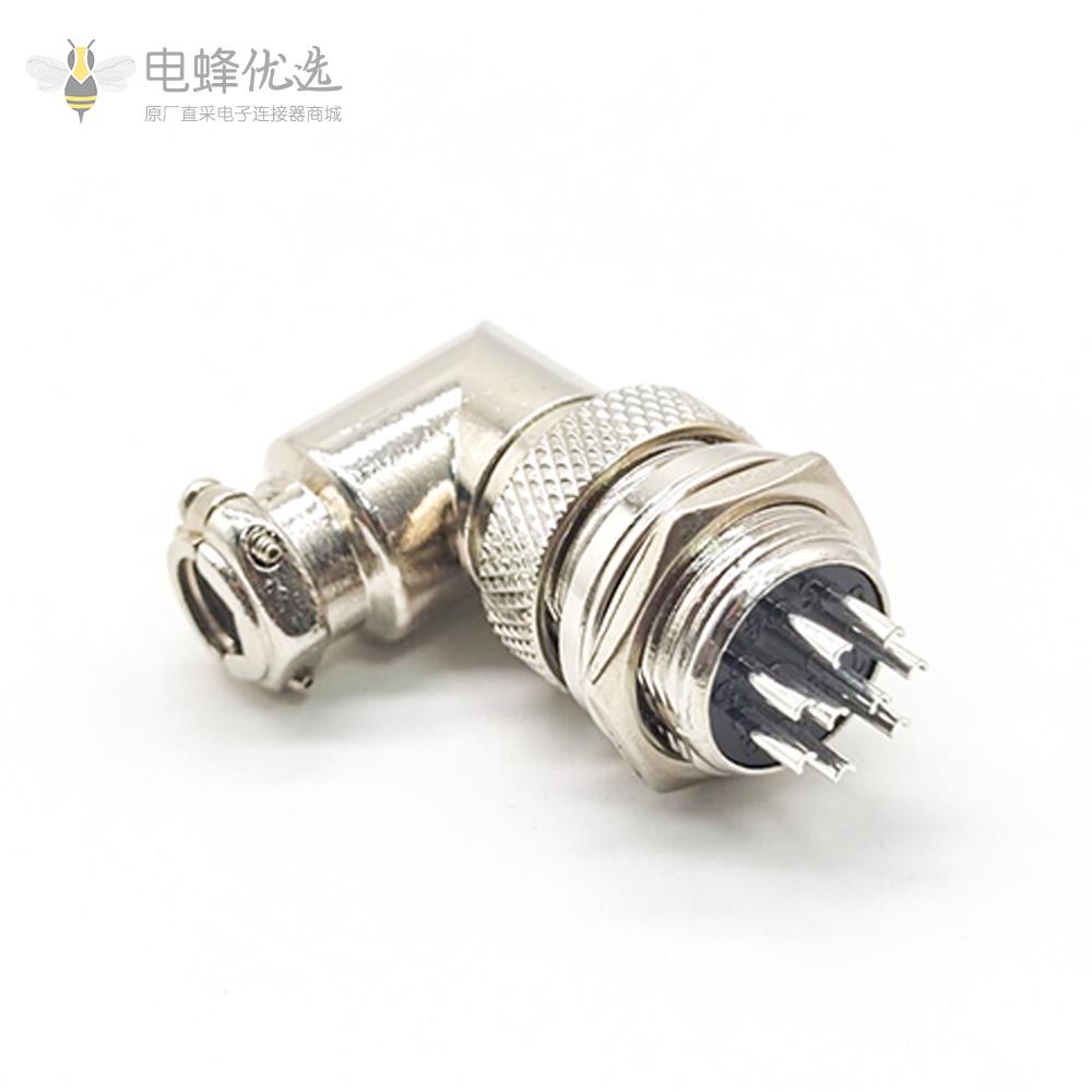 9芯GX16弯式连接器金属防水型公母航空连接器